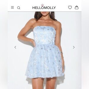 Hello Molly Sky Blue Dress with Silver Details